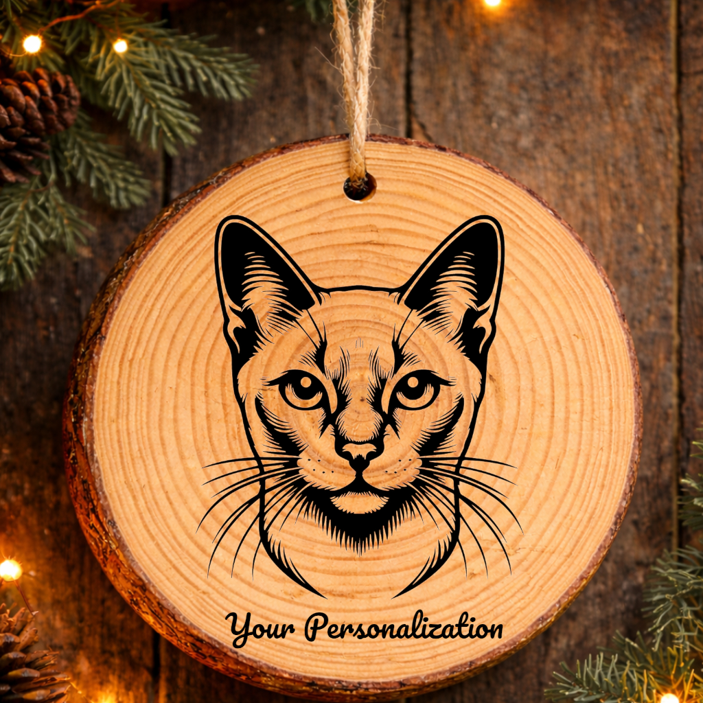 Aegean Shorthair Cat Rustic Pine Wooden Round Ornament