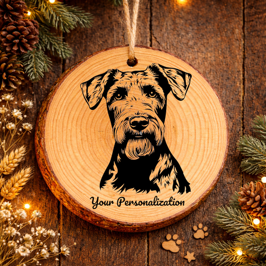 Airedale Terrier Dog Ornament – Rustic Wooden Keepsake
