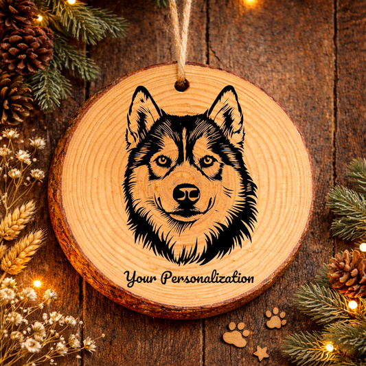 Alaskan Klee Kai Dog Ornament – Rustic Wooden Keepsake