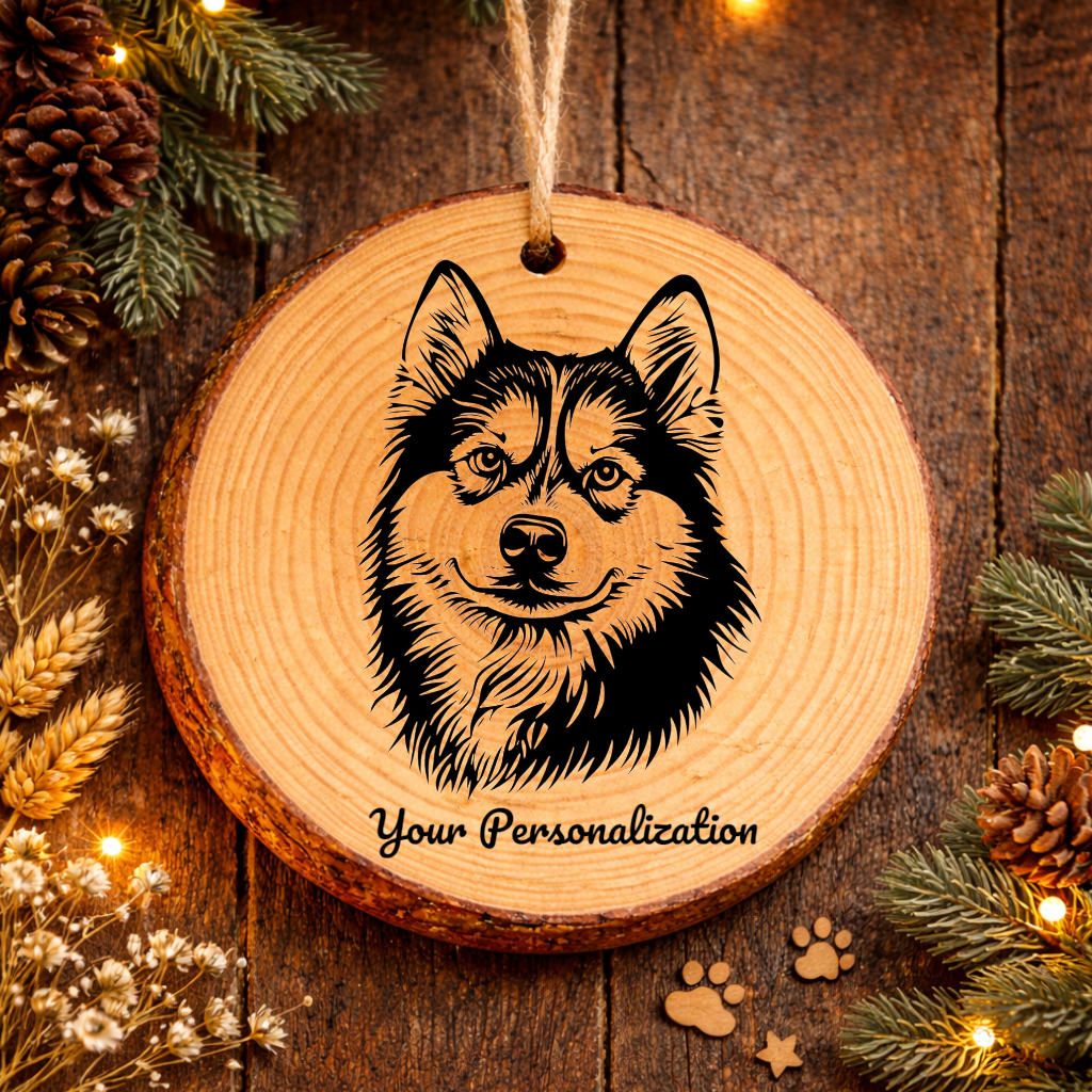 Alaskan Klee Kai Dog Ornament – Rustic Wooden Keepsake