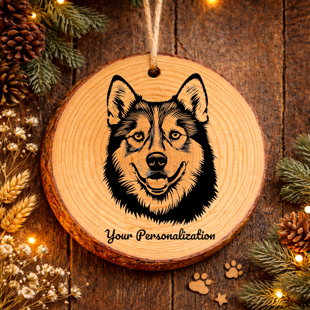 Alaskan Malamute Dog Ornament – Rustic Wooden Keepsake