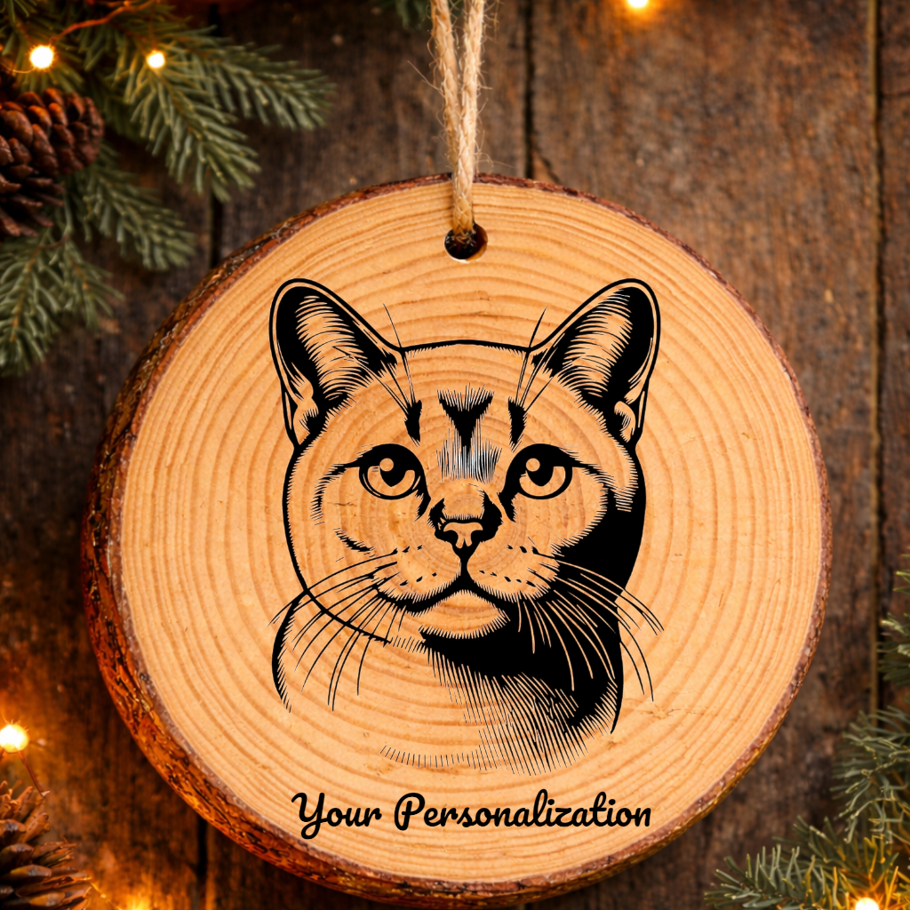 Asian Shorthair Cat Rustic Pine Wooden Round Ornament