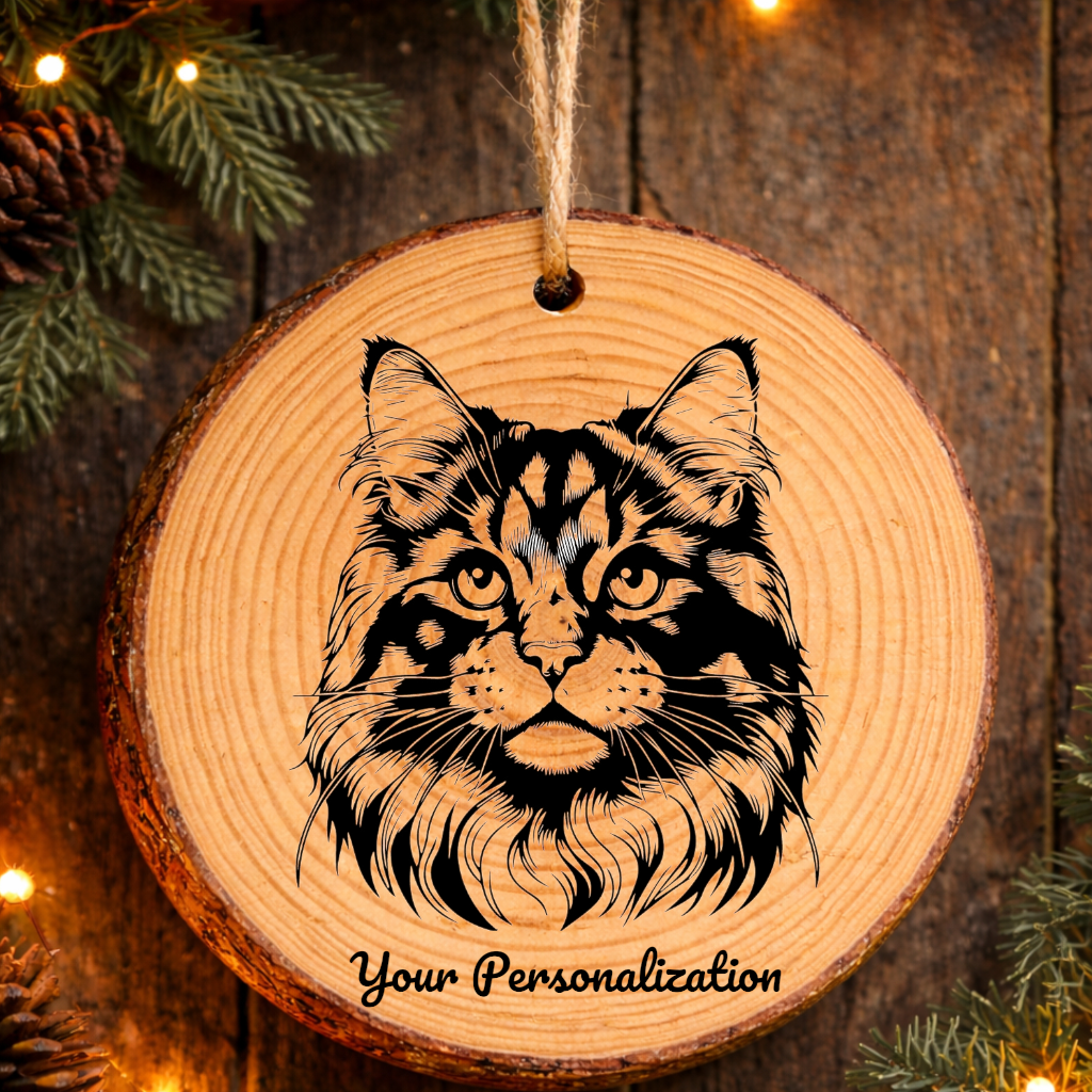 Australian Mist Cat Rustic Pine Wooden Round Ornament