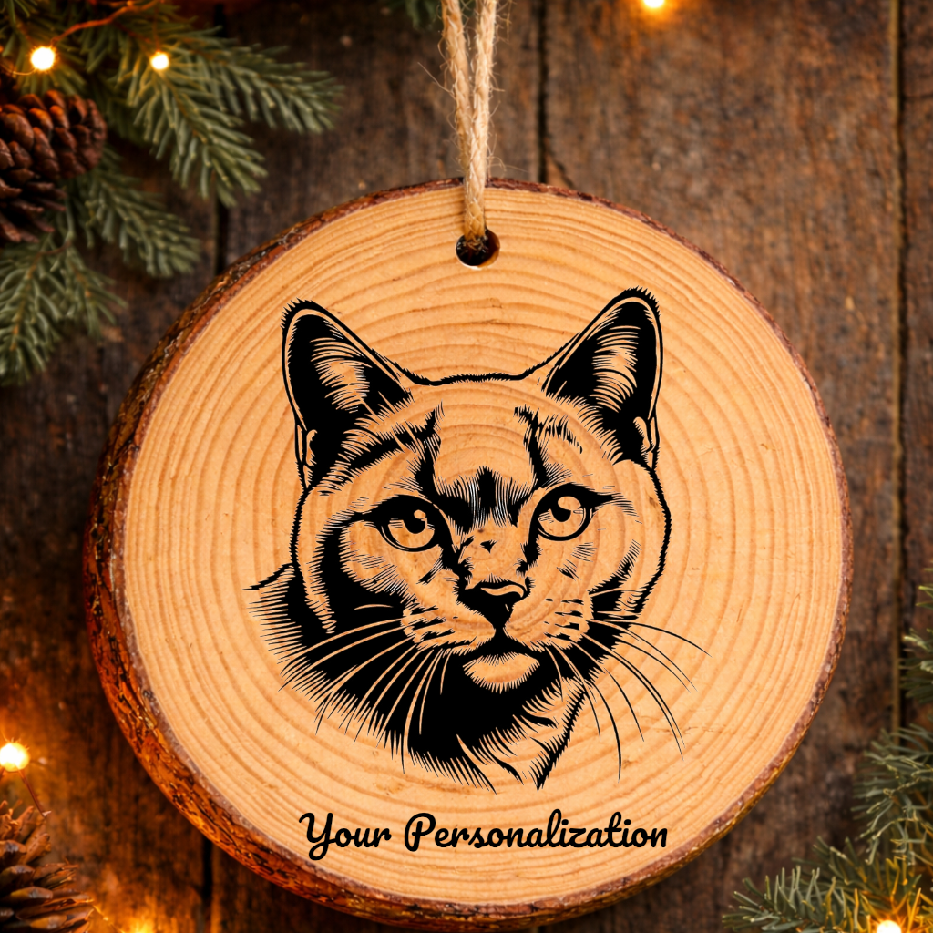 Australian Mist Shorthair Cat Rustic Pine Wooden Round Ornament
