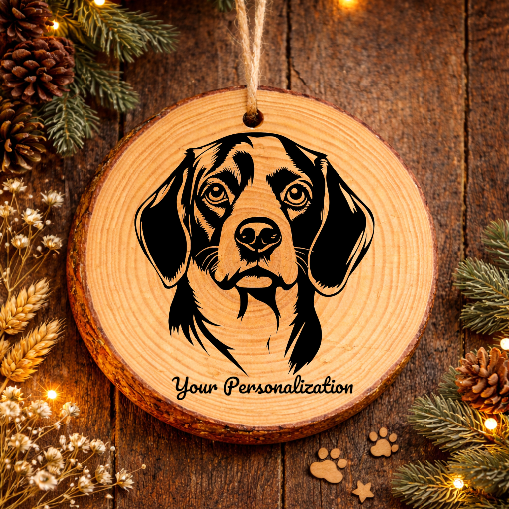 Beagle Dog Ornament – Rustic Wooden Keepsake