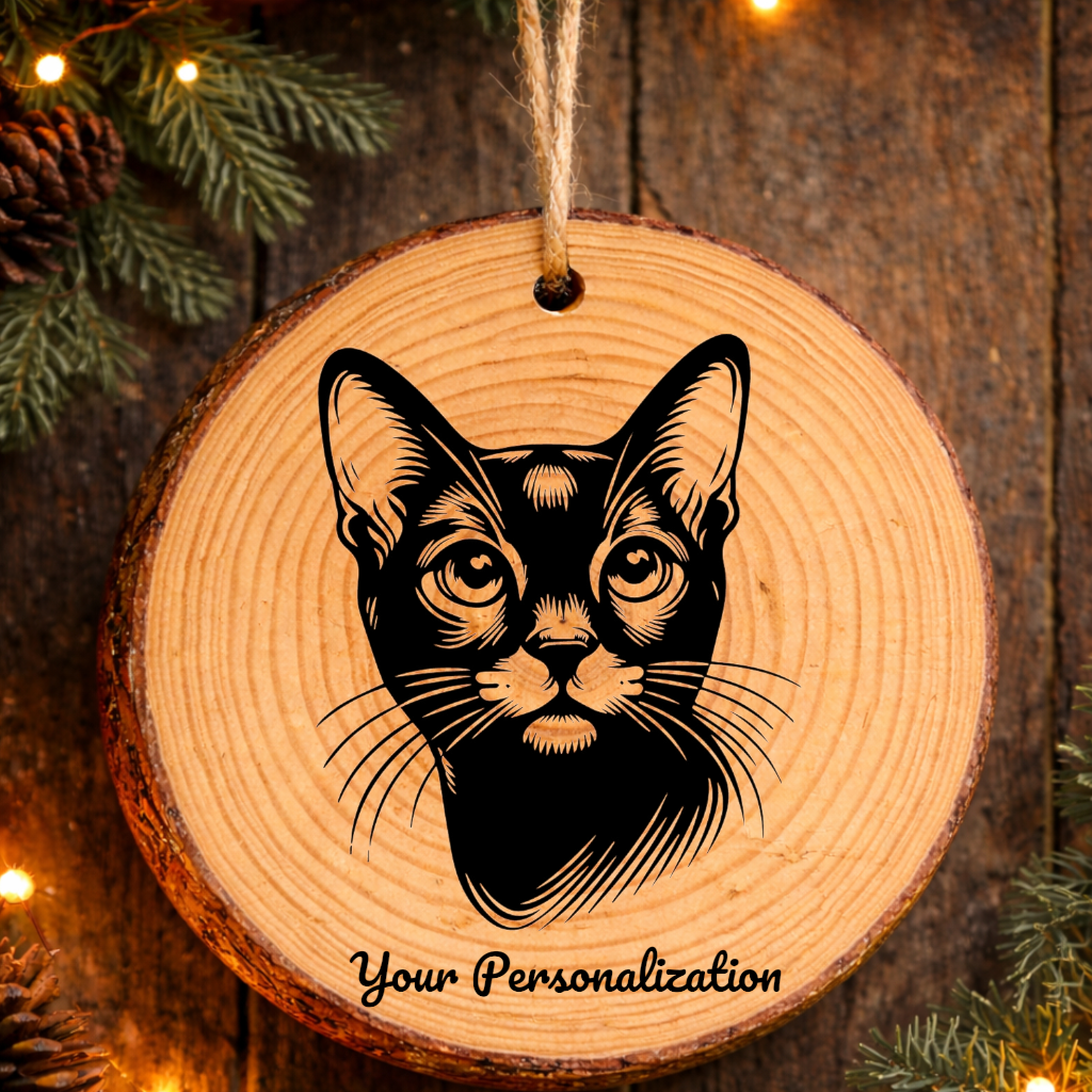 Bombay Cat Rustic Pine Wooden Round Ornament