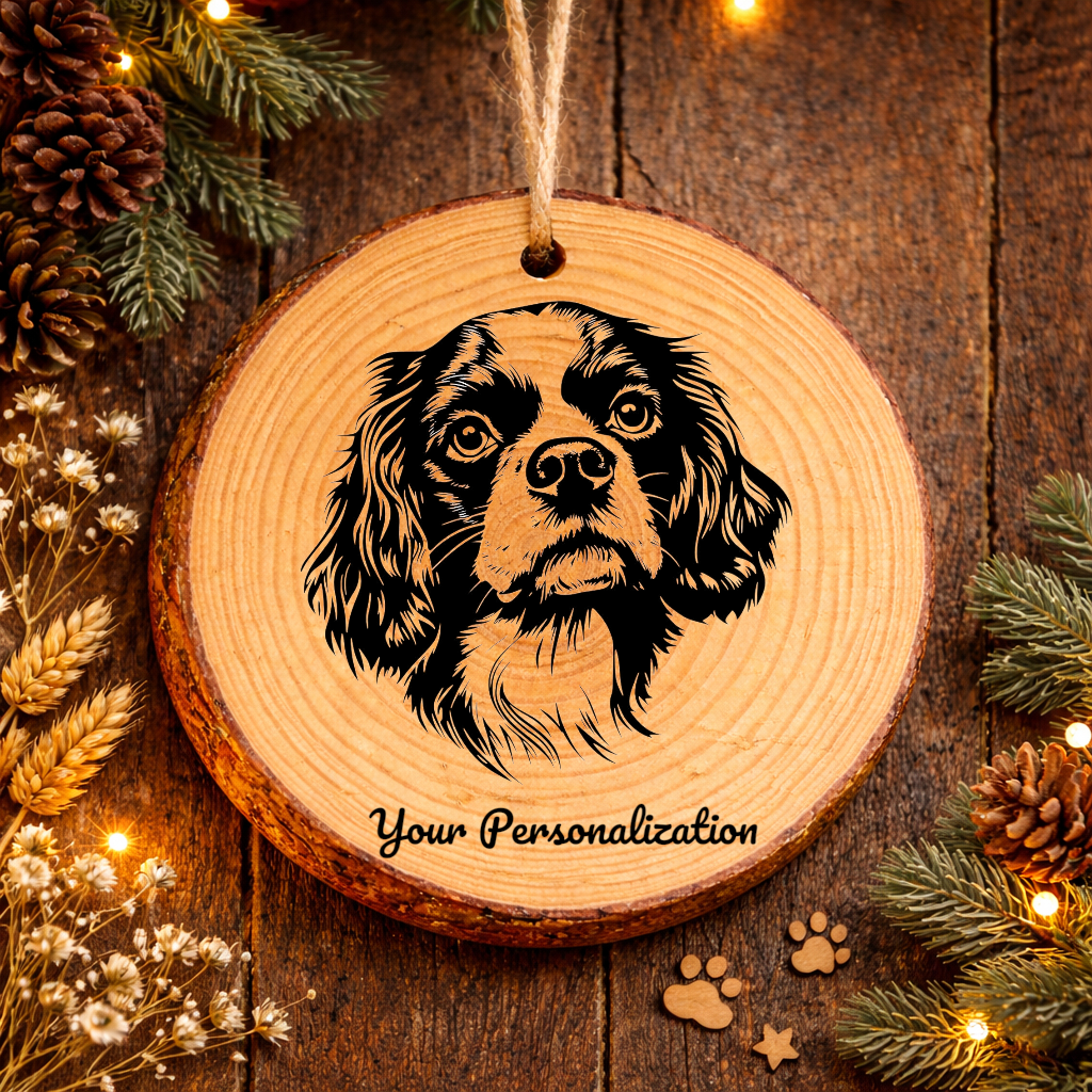Cavalier King Charles Spaniel Dog Ornament – Rustic Wooden Keepsake