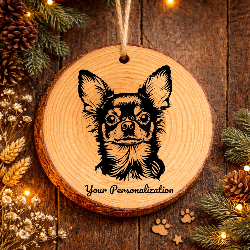 Chihuahua Dog Ornament – Rustic Wooden Keepsake