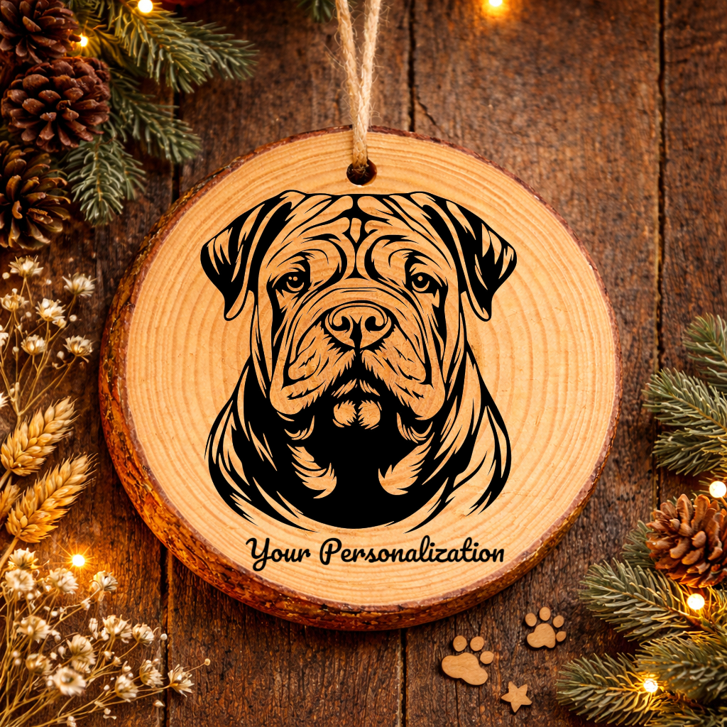 Chinese Shar-Pei Dog Ornament – Rustic Wooden Keepsake