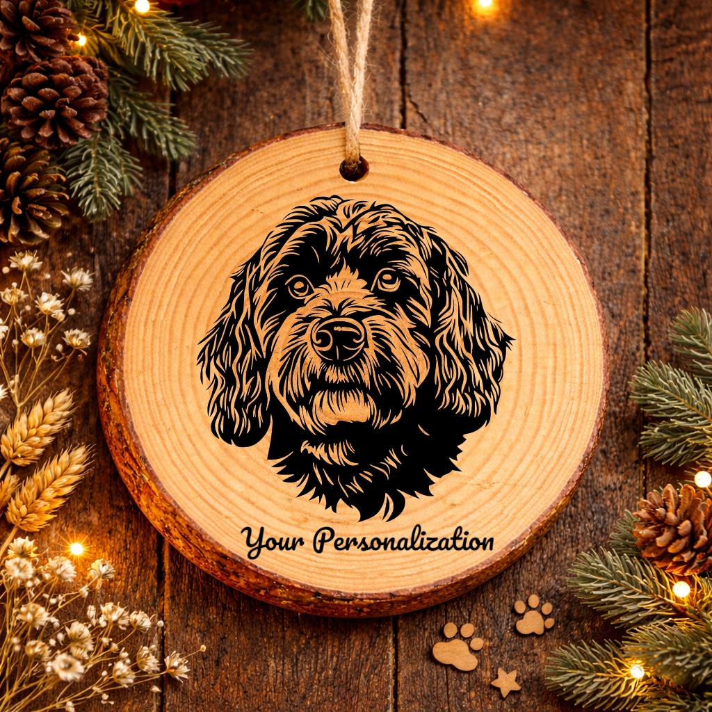 Cockapoo Dog Ornament – Rustic Wooden Keepsake