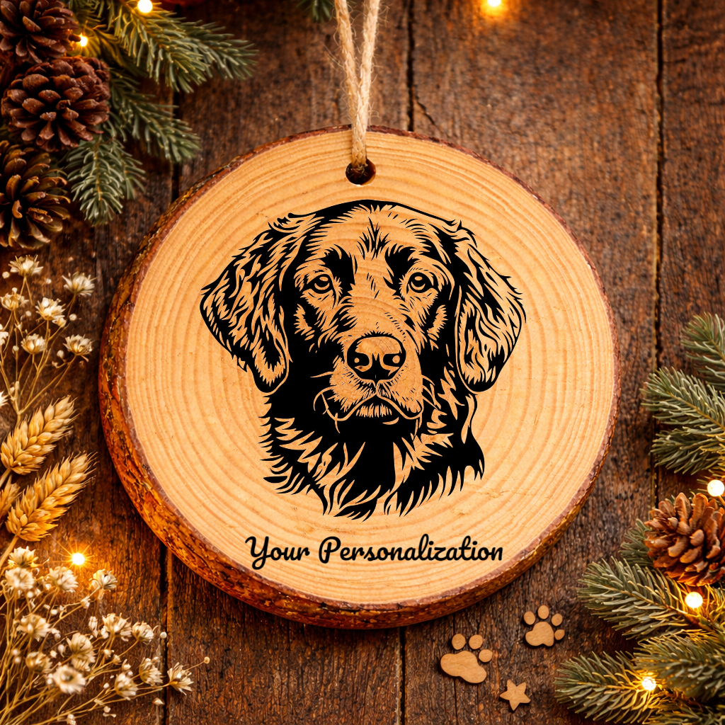 Curly-Coated Retriever Dog Ornament – Rustic Wooden Keepsake