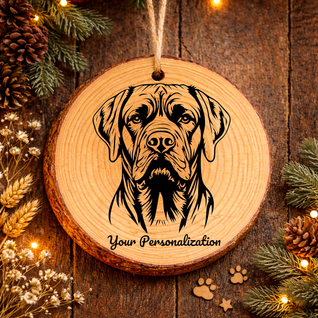 English Mastiff Dog Ornament – Rustic Wooden Keepsake