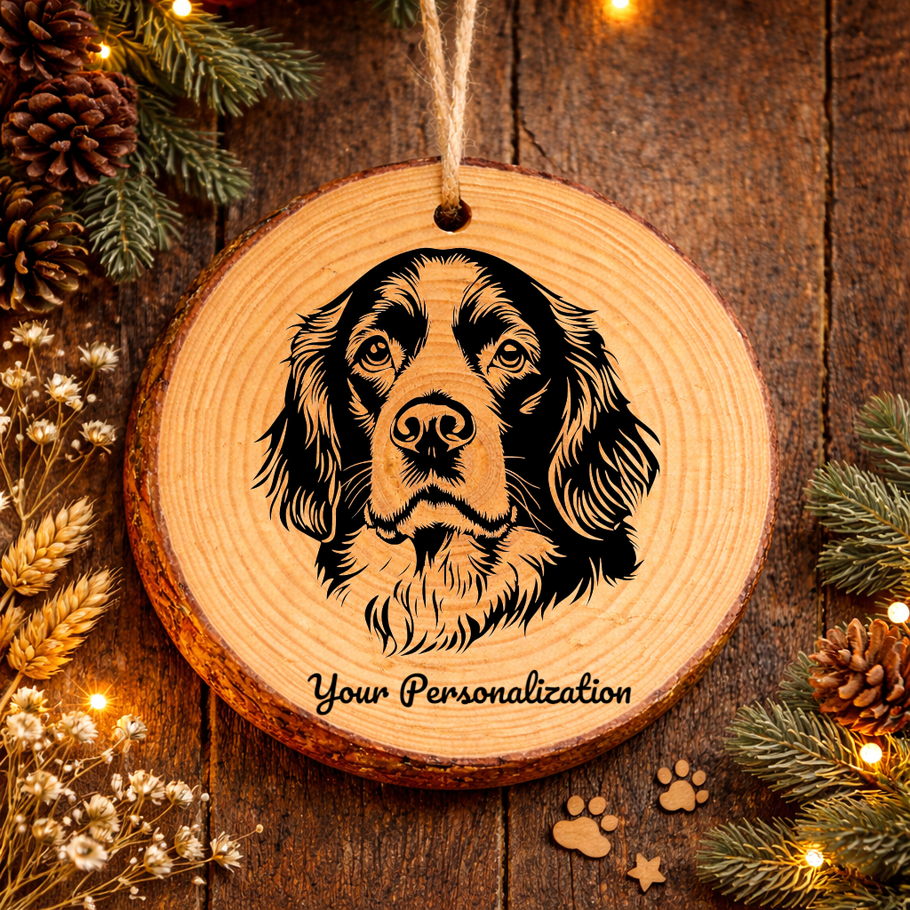 English Springer Spaniel Dog Ornament – Rustic Wooden Keepsake