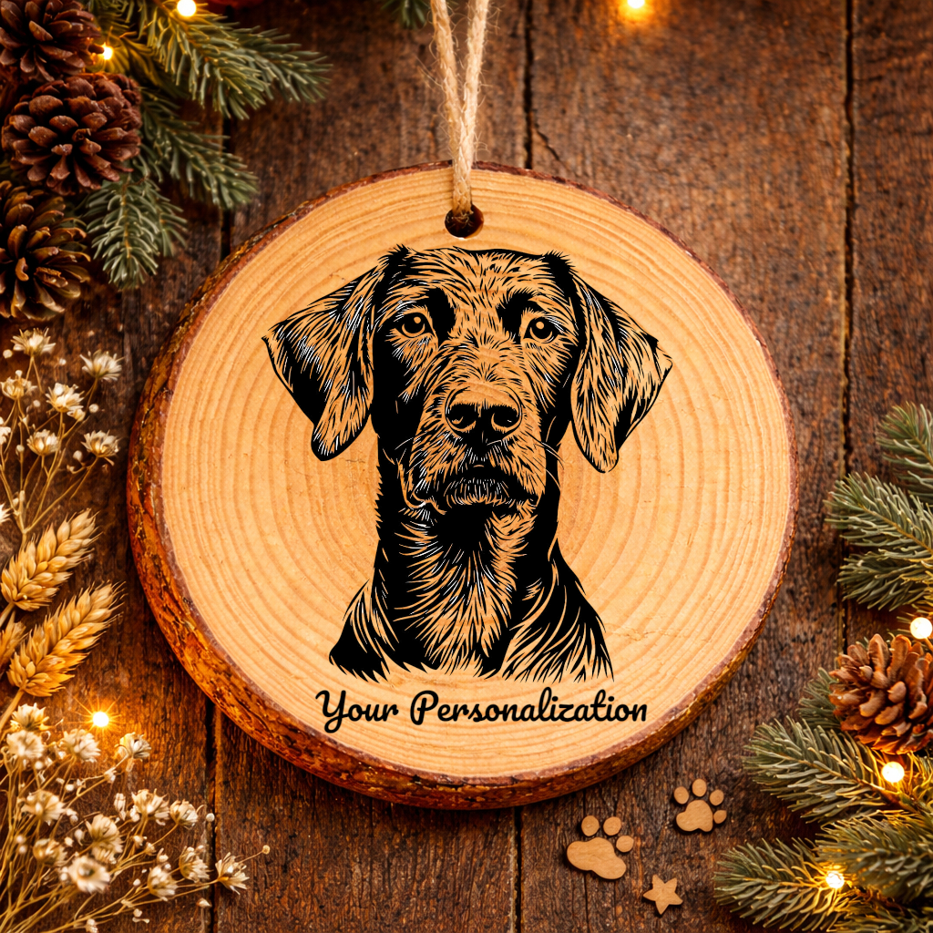 German Wirehaired Pointer Dog Ornament – Rustic Wooden Keepsake