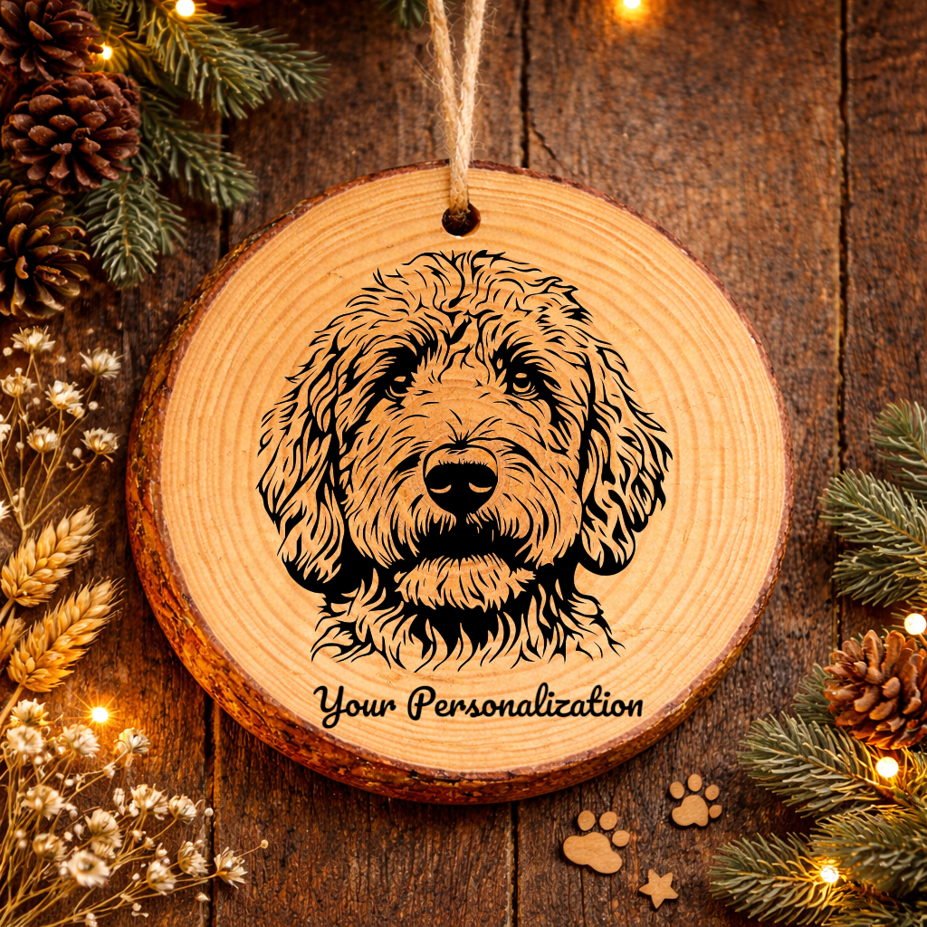 Goldendood Dog Ornament – Rustic Wooden Keepsake
