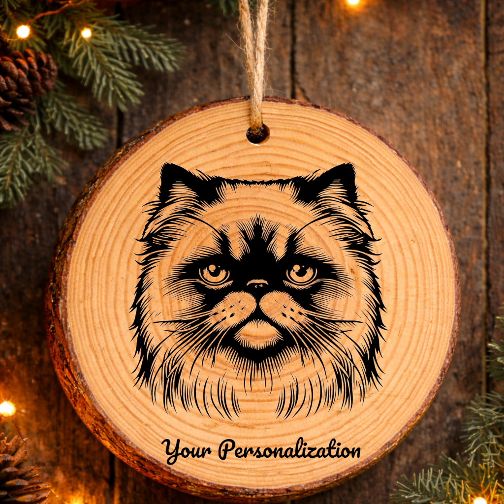 Himalayan Cat Rustic Pine Wooden Round Ornament