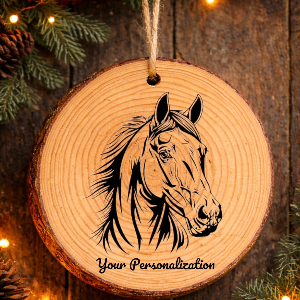 Horse Image #2 Rustic Pine Ornament