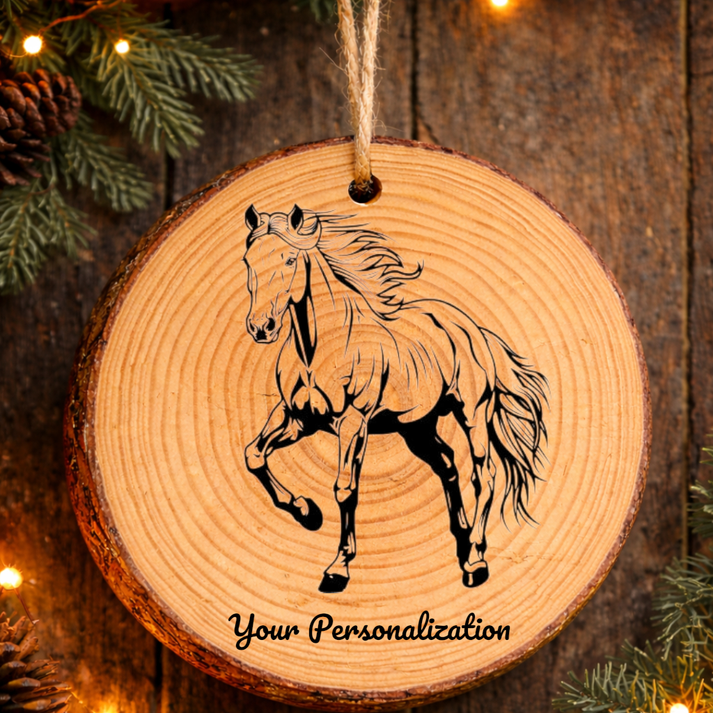 Horse Image #4 Rustic Pine Ornament