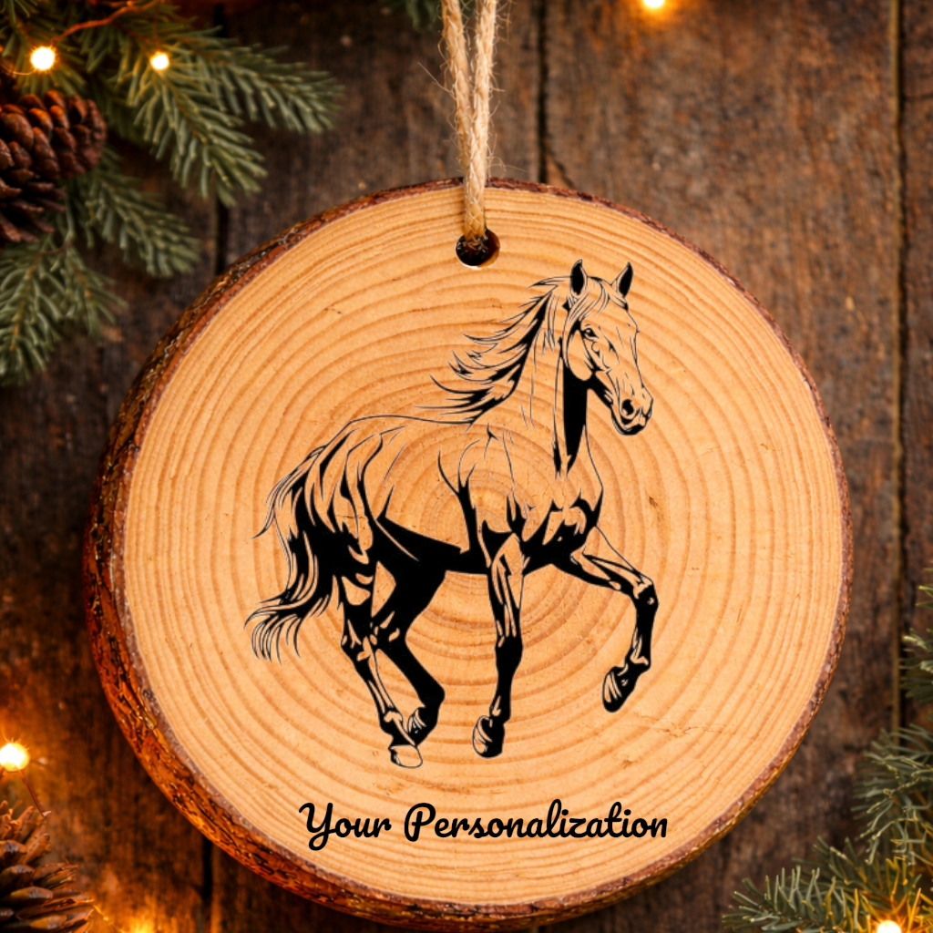Horse Image #22 Rustic Pine Ornament