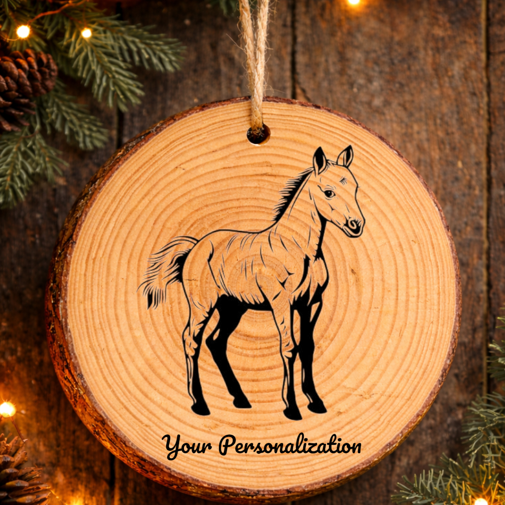 Horse Image #38 Rustic Pine Ornament