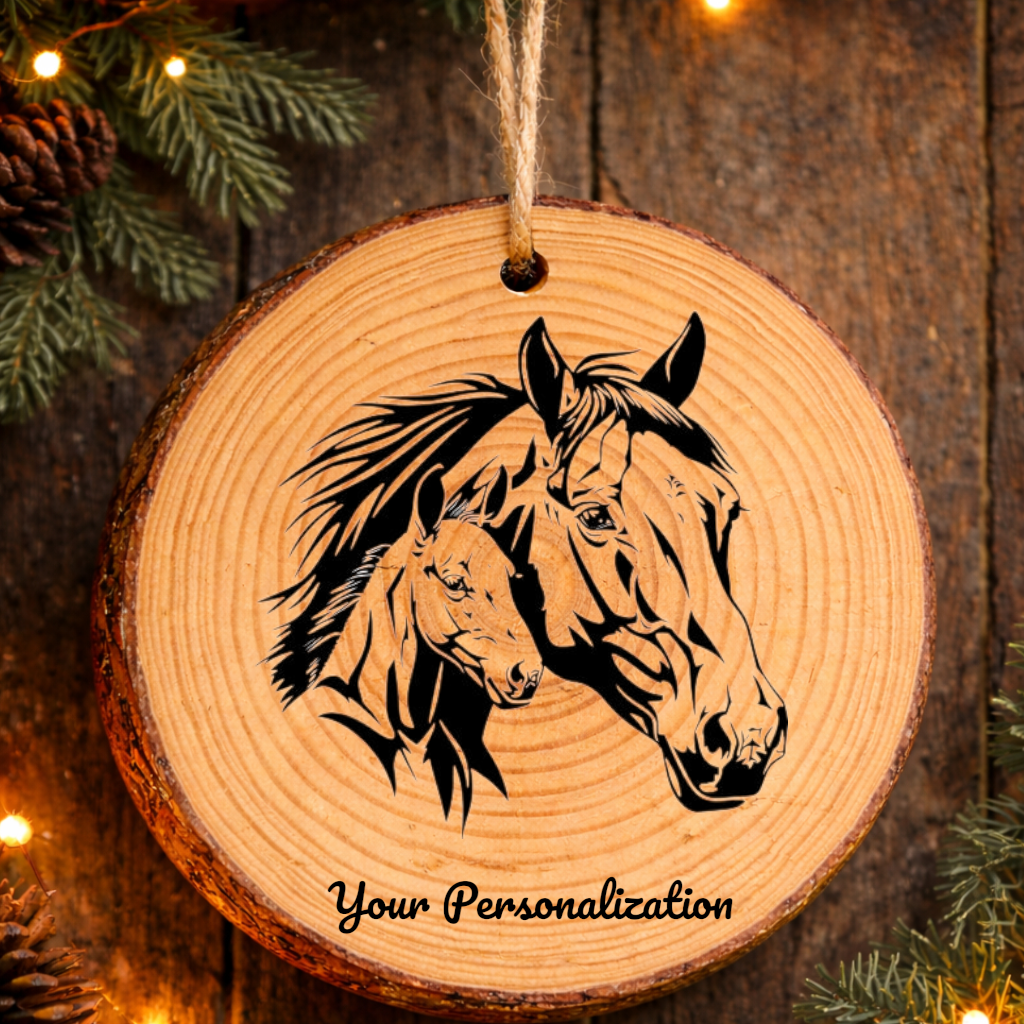 Horse Image #42 Rustic Pine Ornament