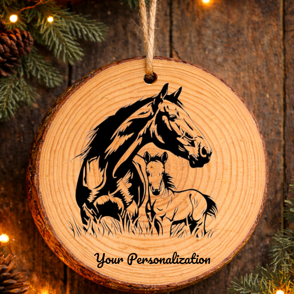 Horse Image #49 Rustic Pine Ornament