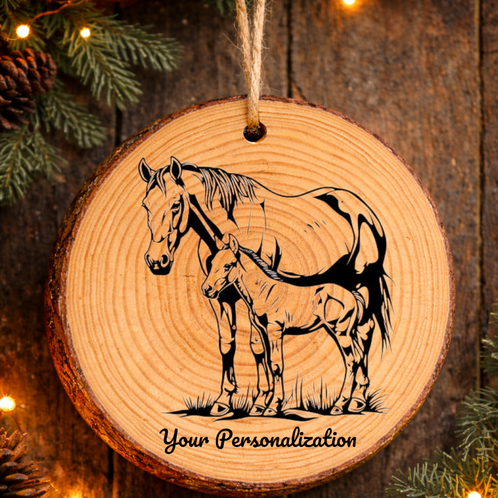 Horse Image #51 Rustic Pine Ornament