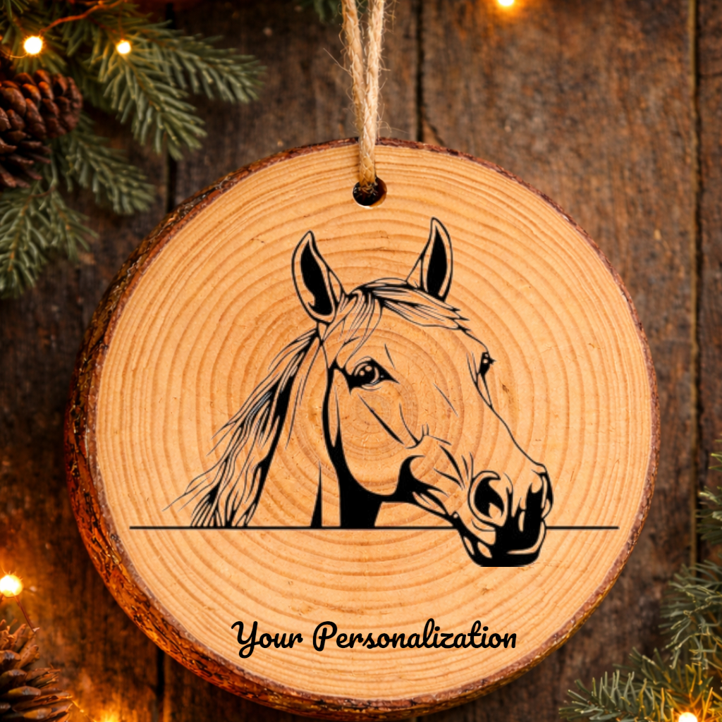 Horse Image #55 Rustic Pine Ornament