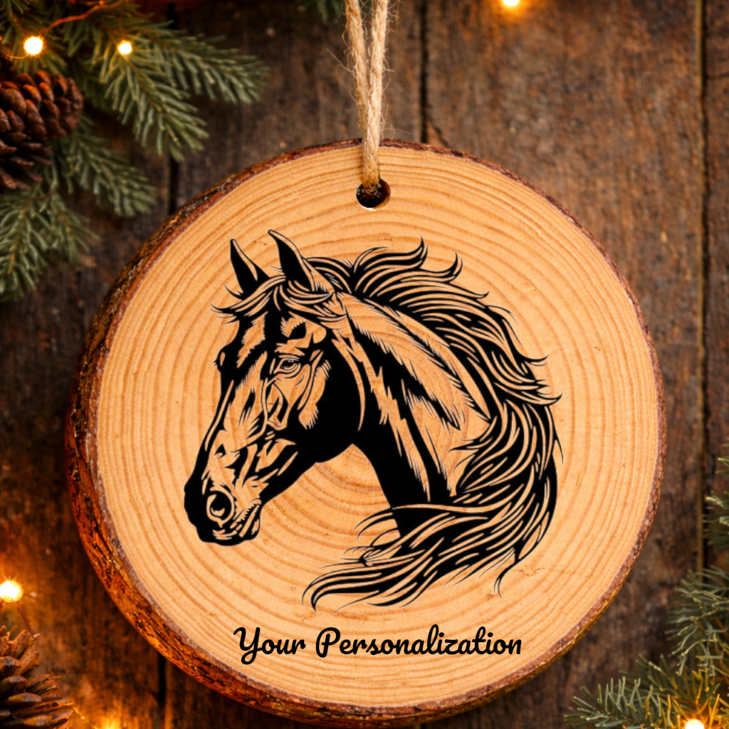 Horse Image #79 Rustic Pine Ornament
