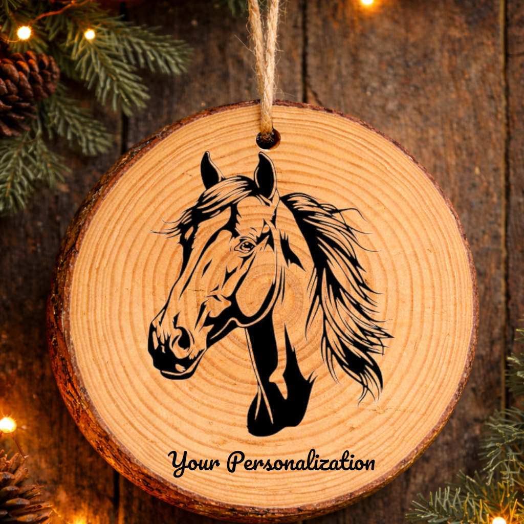 Horse Image #83 Rustic Pine Ornament