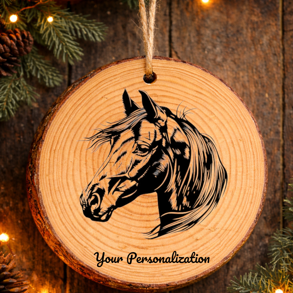Horse Image #84 Rustic Pine Ornament