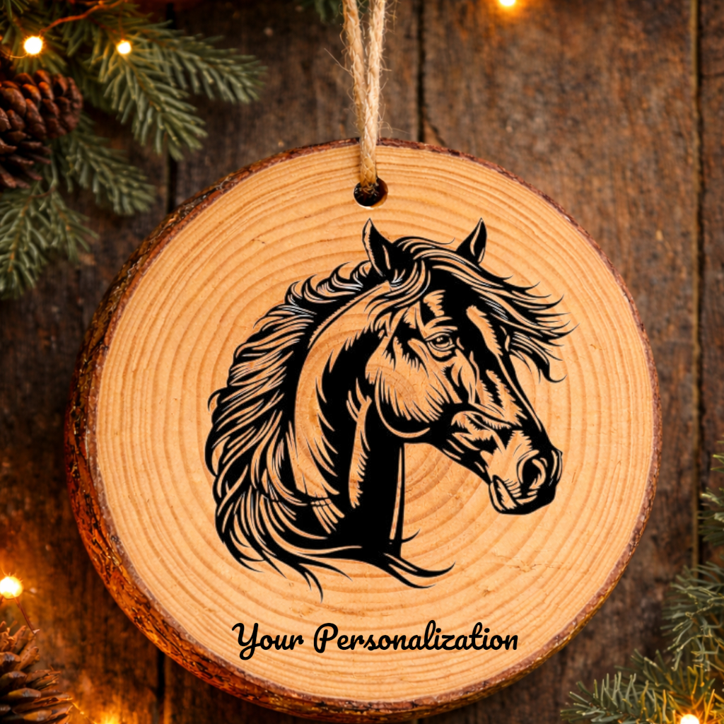 Horse Image #91 Rustic Pine Ornament