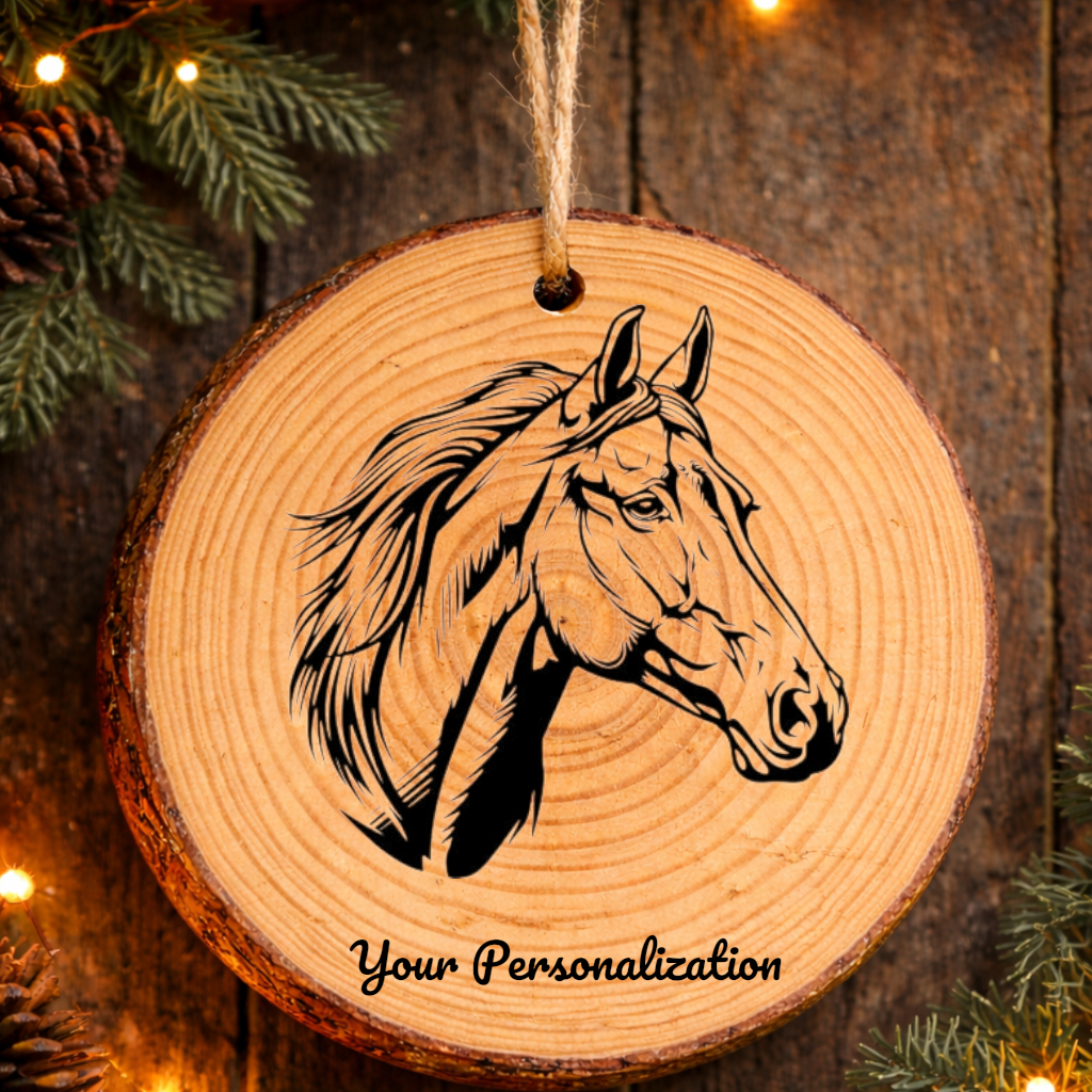 Horse Image #98 Rustic Pine Ornament