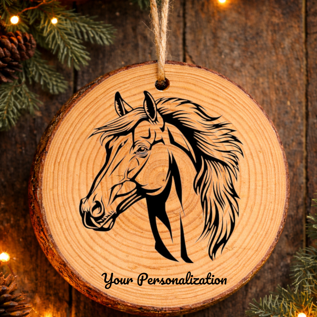 Horse Image #99 Rustic Pine Ornament