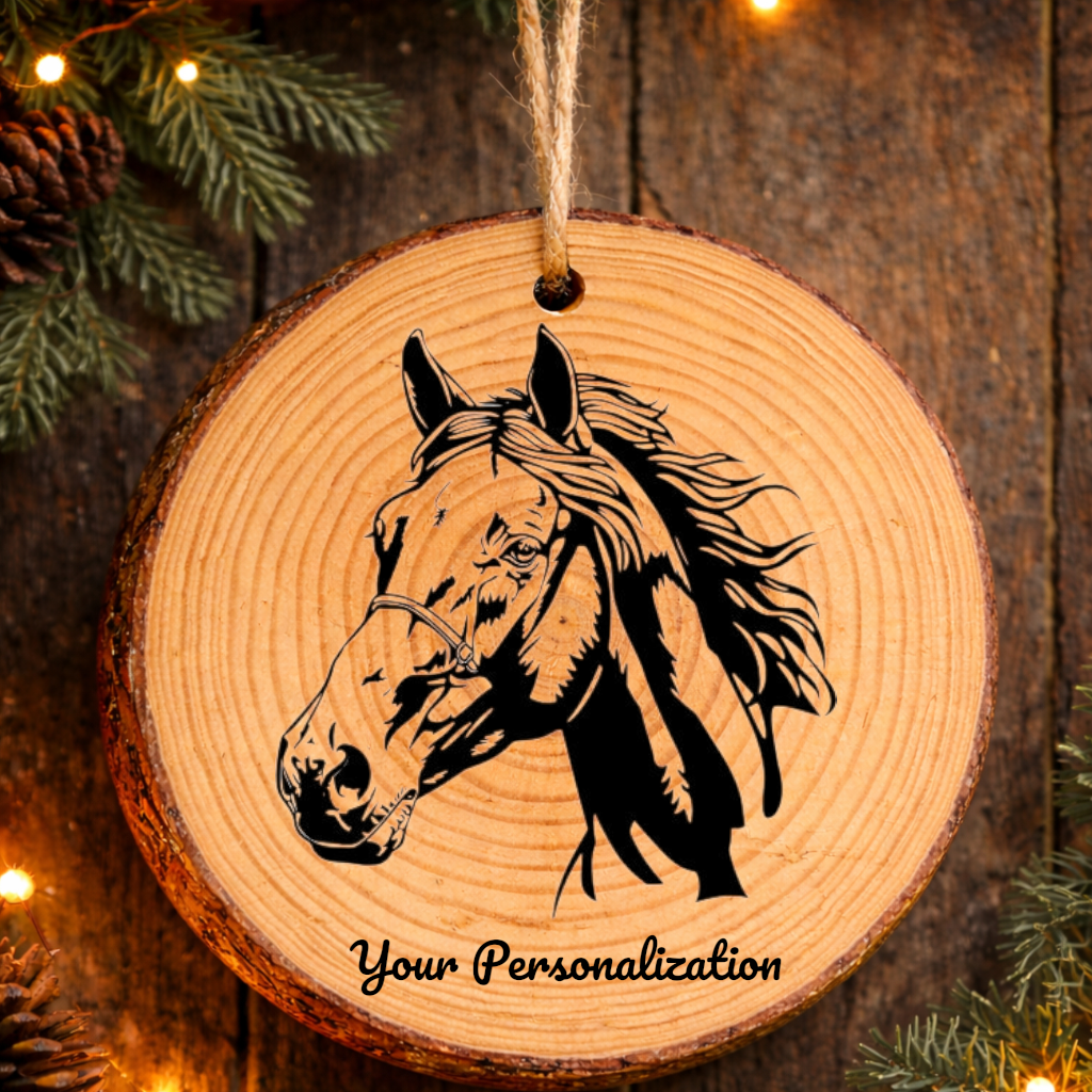 Horse Image #104 Rustic Pine Ornament