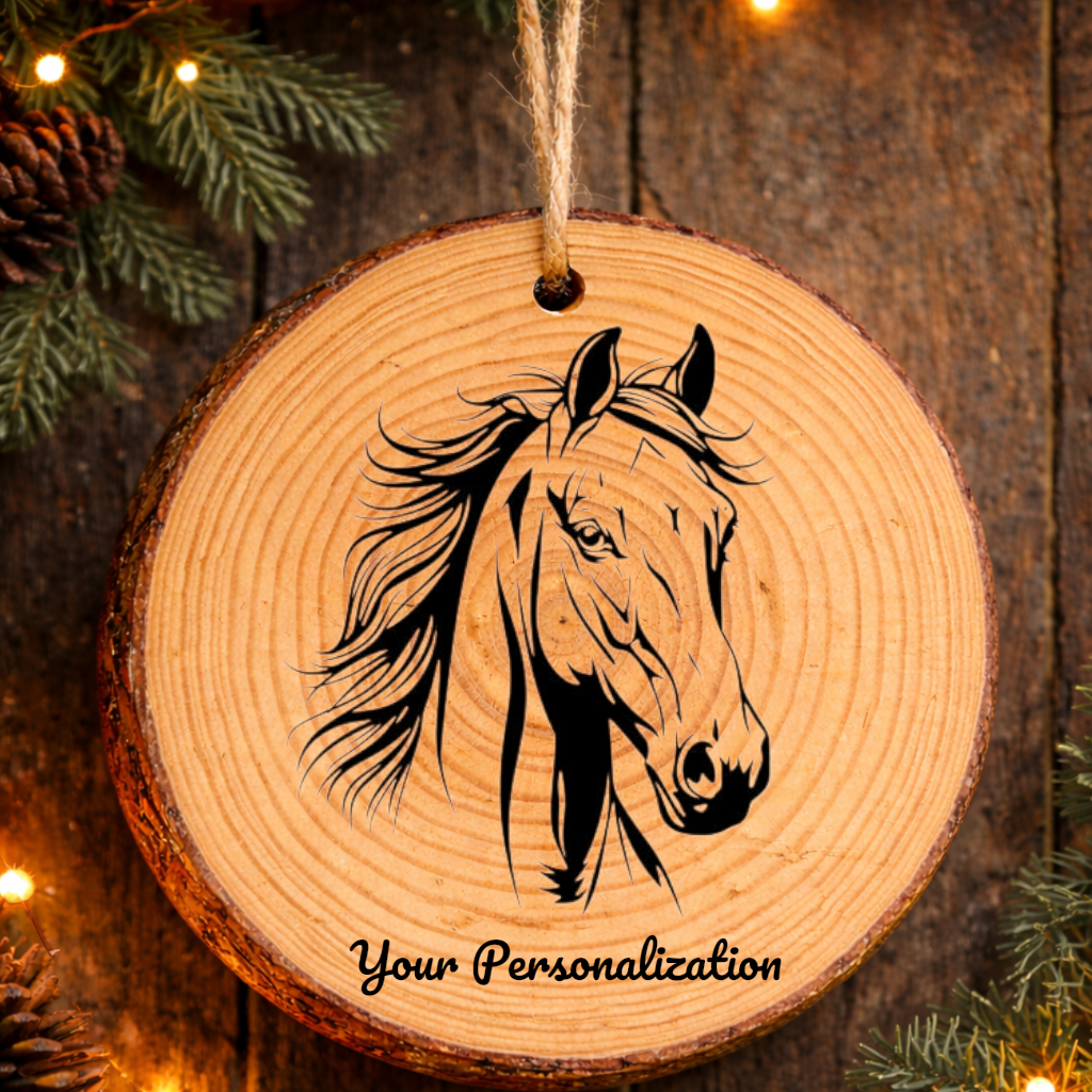 Horse Image #107 Rustic Pine Ornament