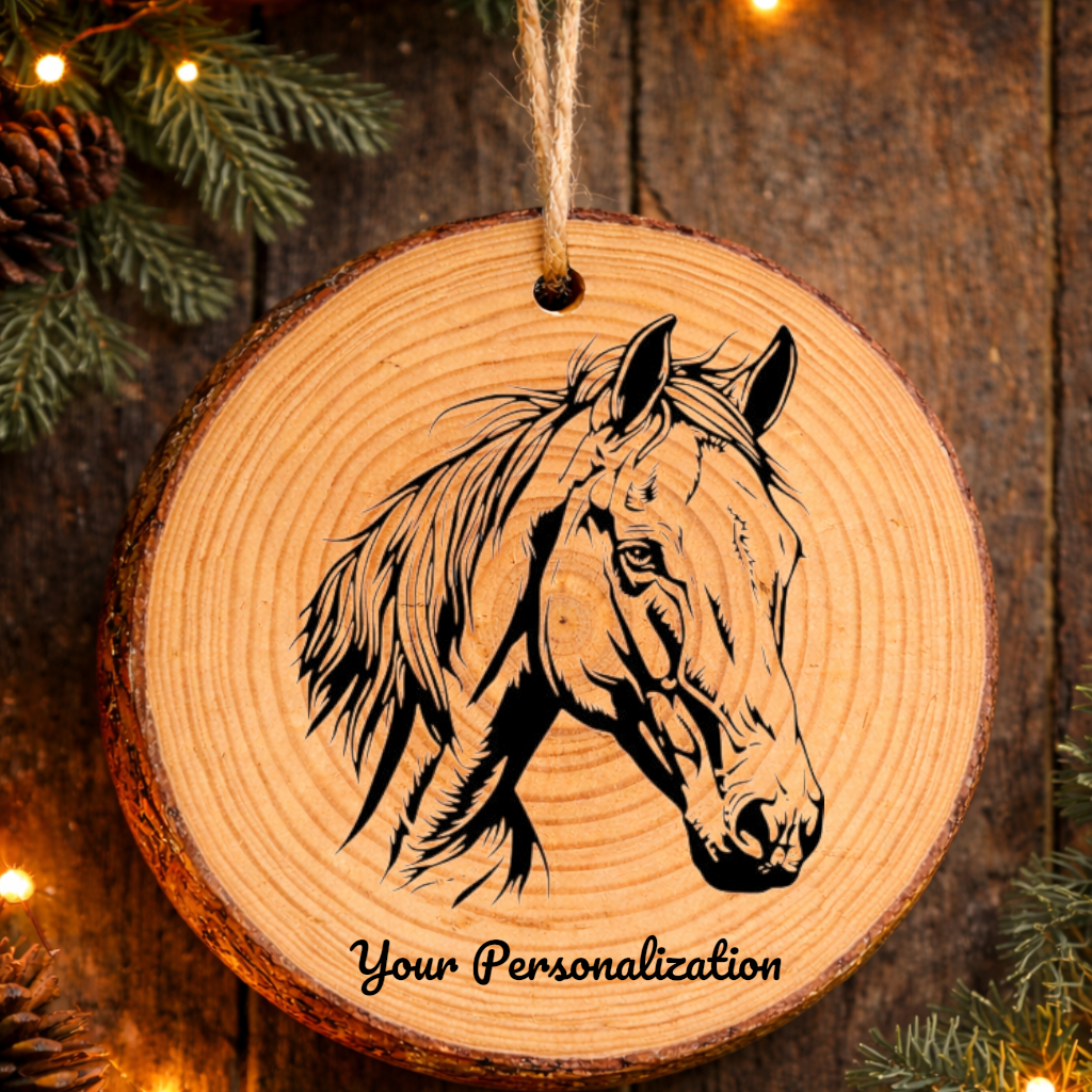 Horse Image #108 Rustic Pine Ornament