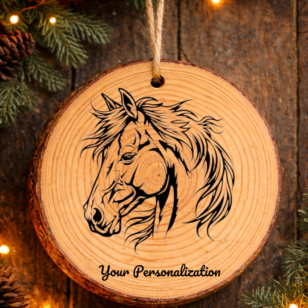 Horse Image #113 Rustic Pine Ornament
