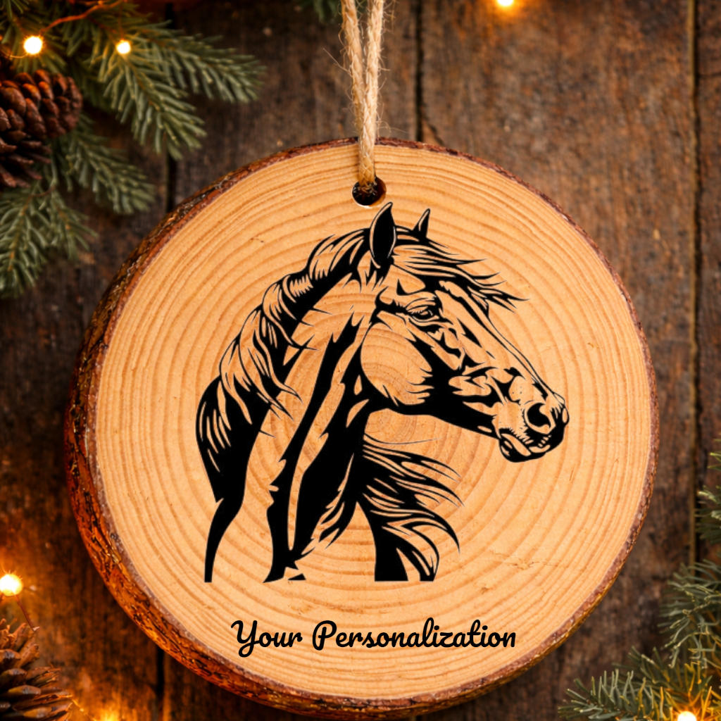 Horse Image #117 Rustic Pine Ornament