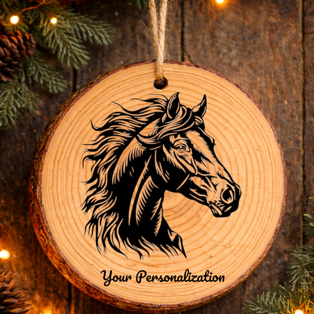 Horse Image #118 Rustic Pine Ornament