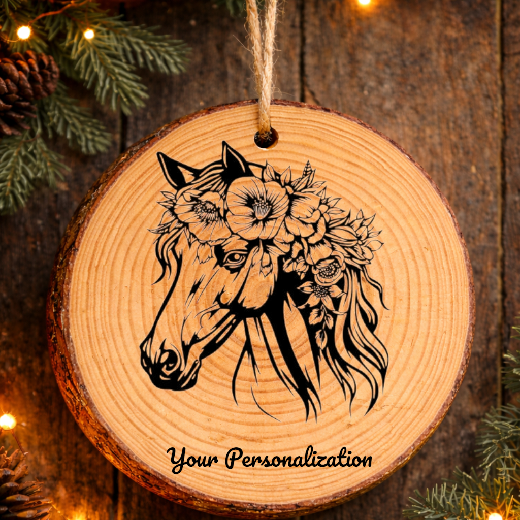 Horse Image #124 Rustic Pine Ornament