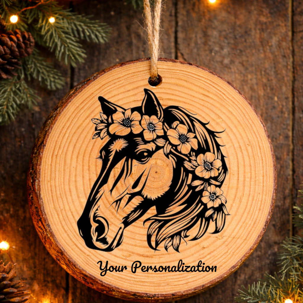 Horse Image #128 Rustic Pine Ornament