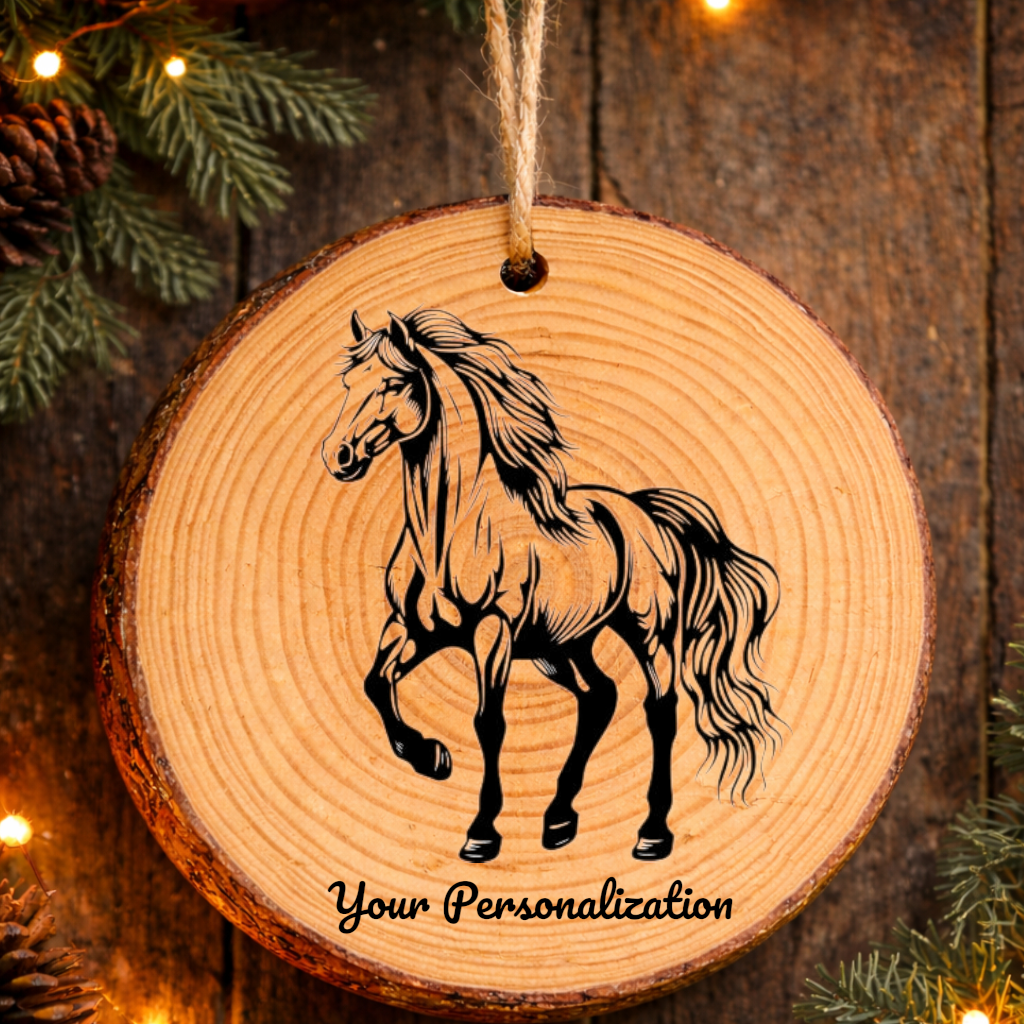 Horse Image #138 Rustic Pine Ornament