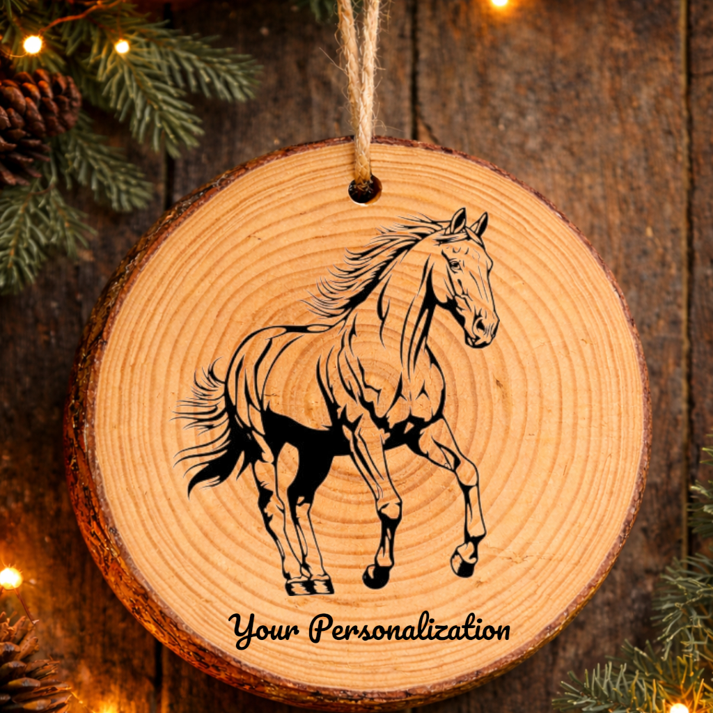 Horse Image #142 Rustic Pine Ornament