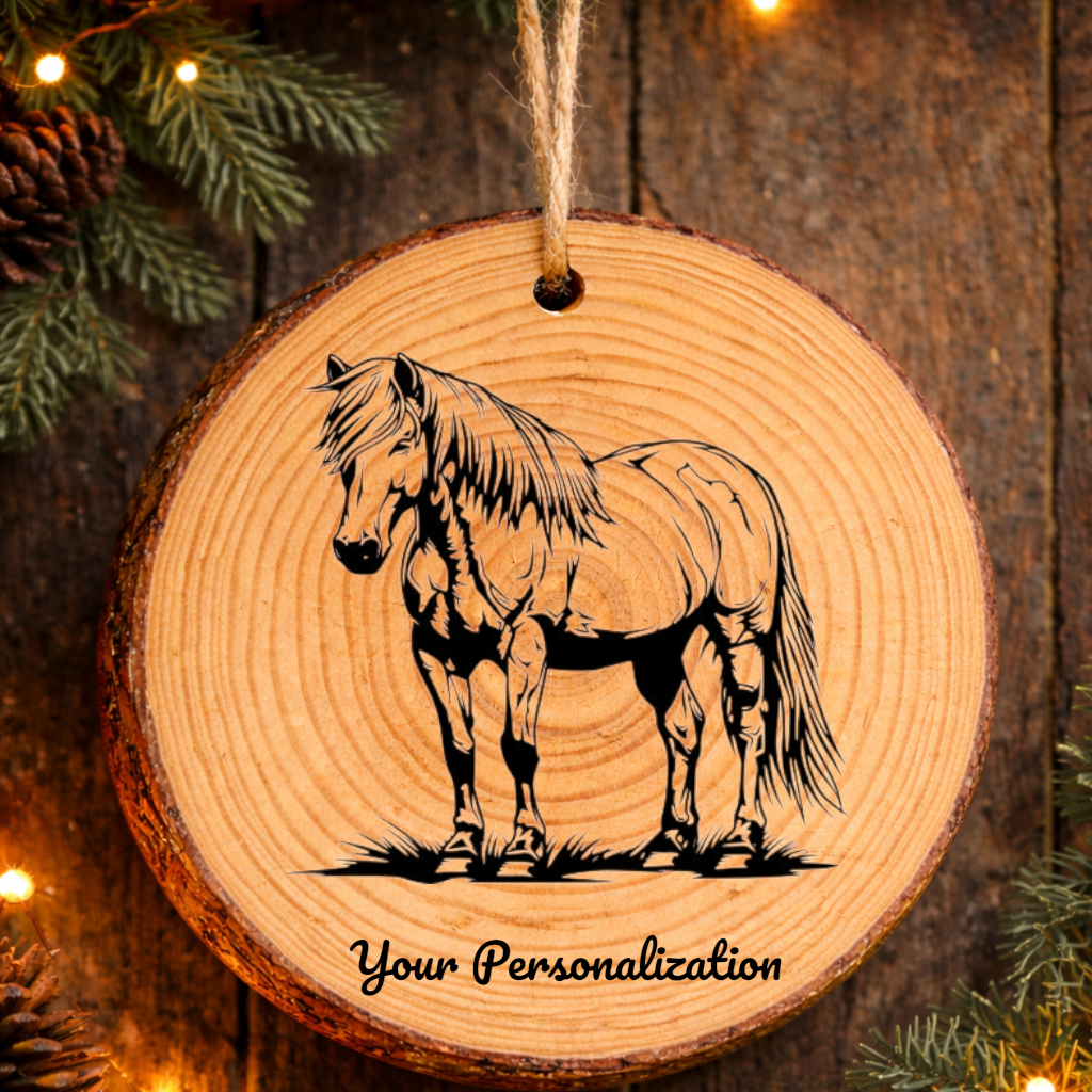 Horse Image #163 Rustic Pine Ornament