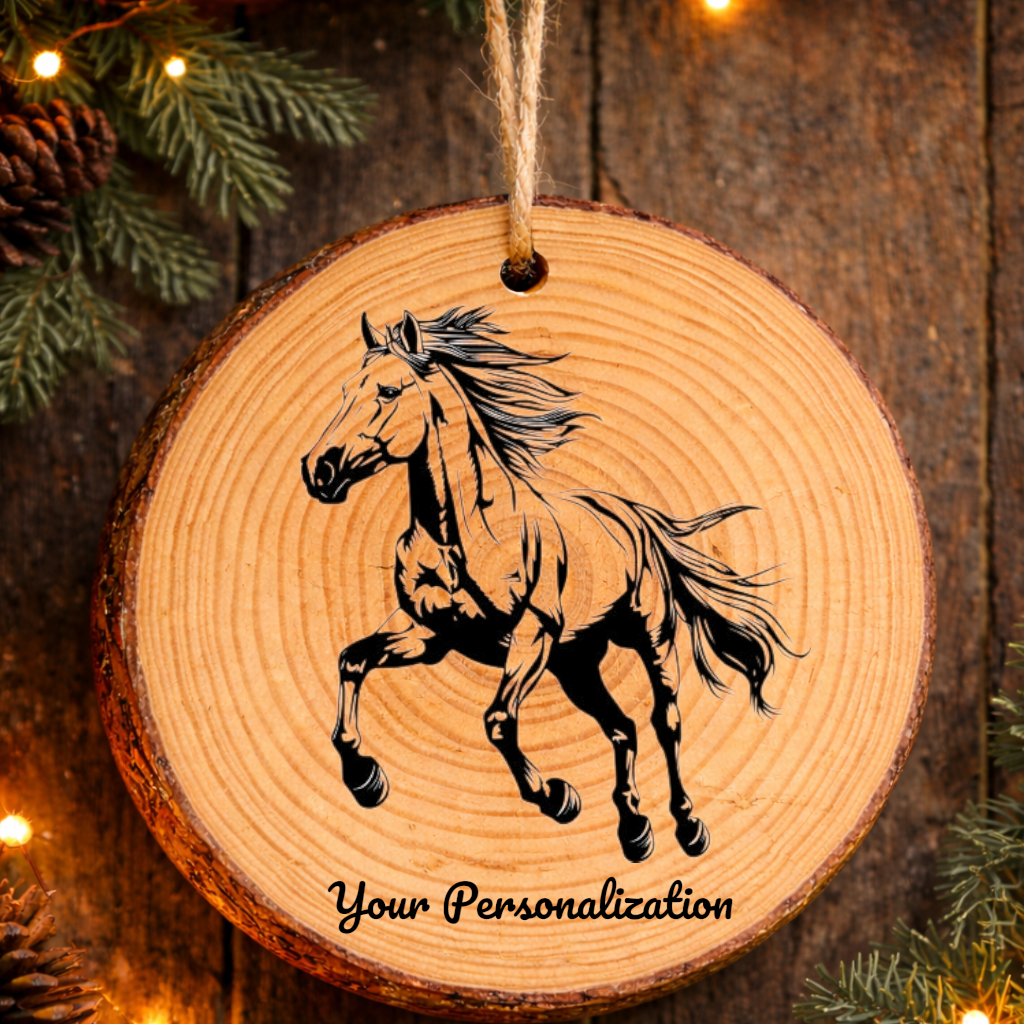 Horse Image #164 Rustic Pine Ornament