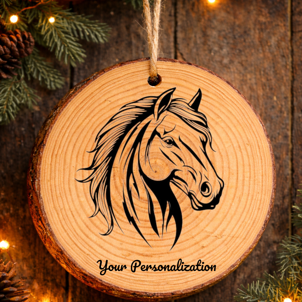 Horse Image #172 Rustic Pine Ornament