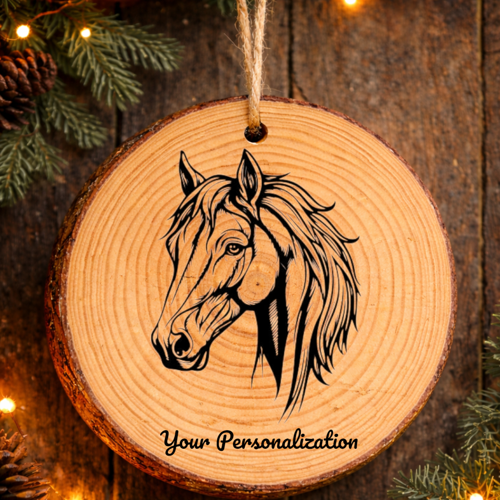 Horse Image #173 Rustic Pine Ornament