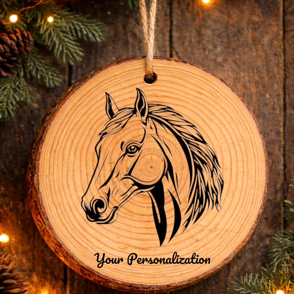 Horse Image #175 Rustic Pine Ornament