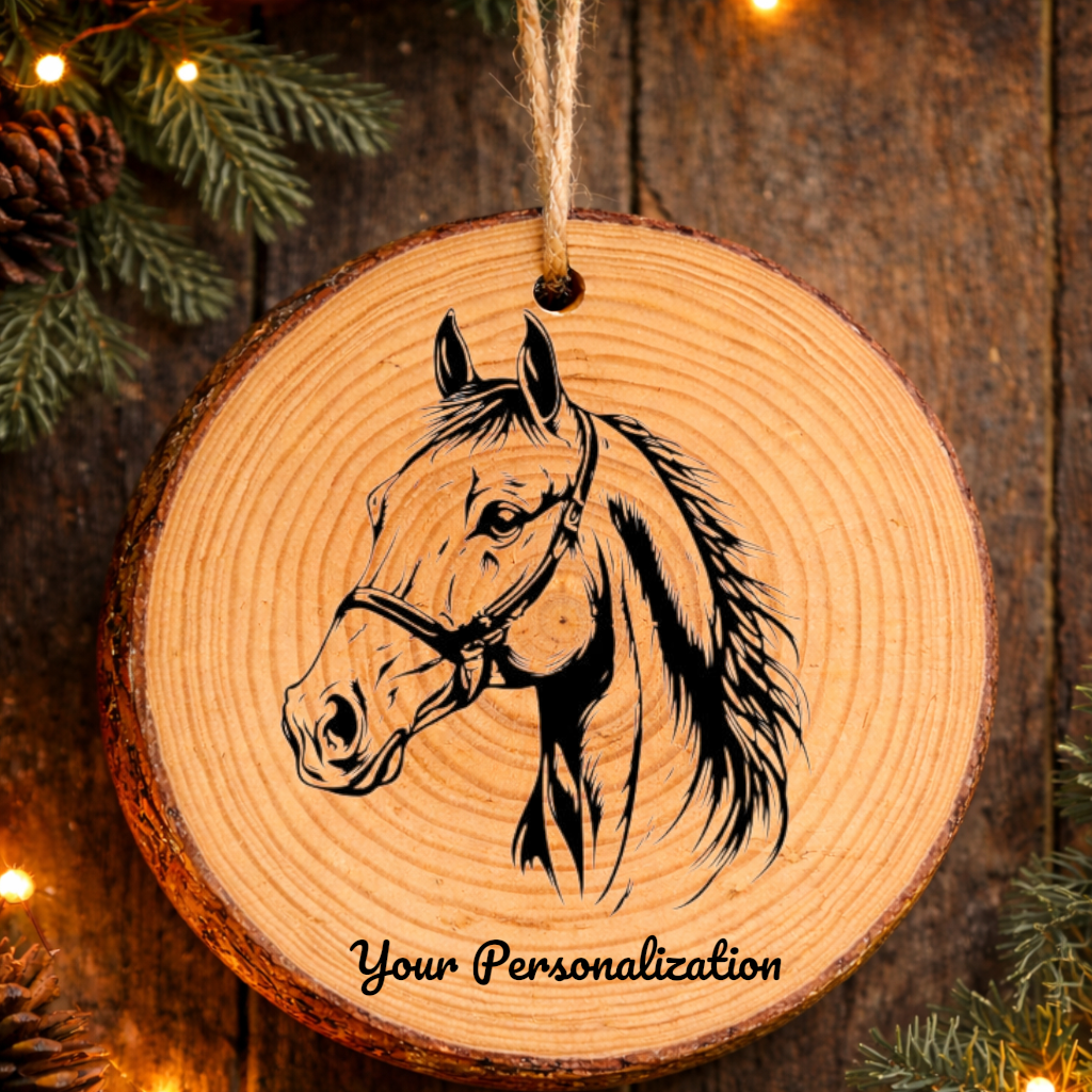 Horse Image #187 Rustic Pine Ornament